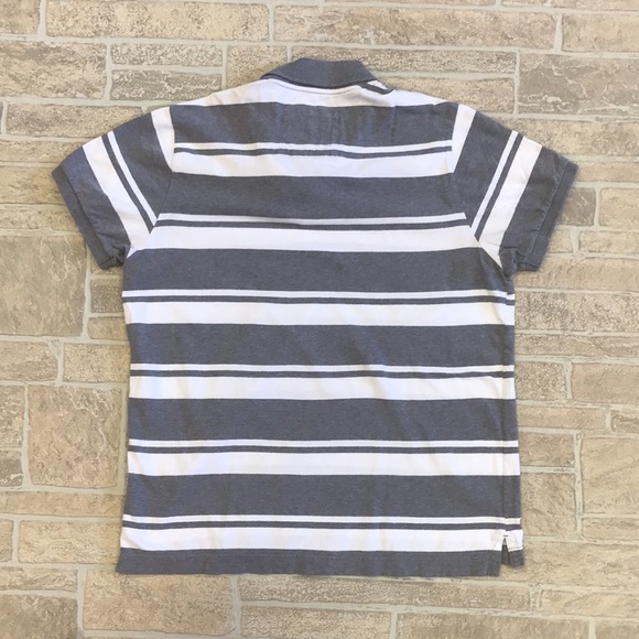Mens Aeropostale gray and white striped polo - Picture 2 of 5